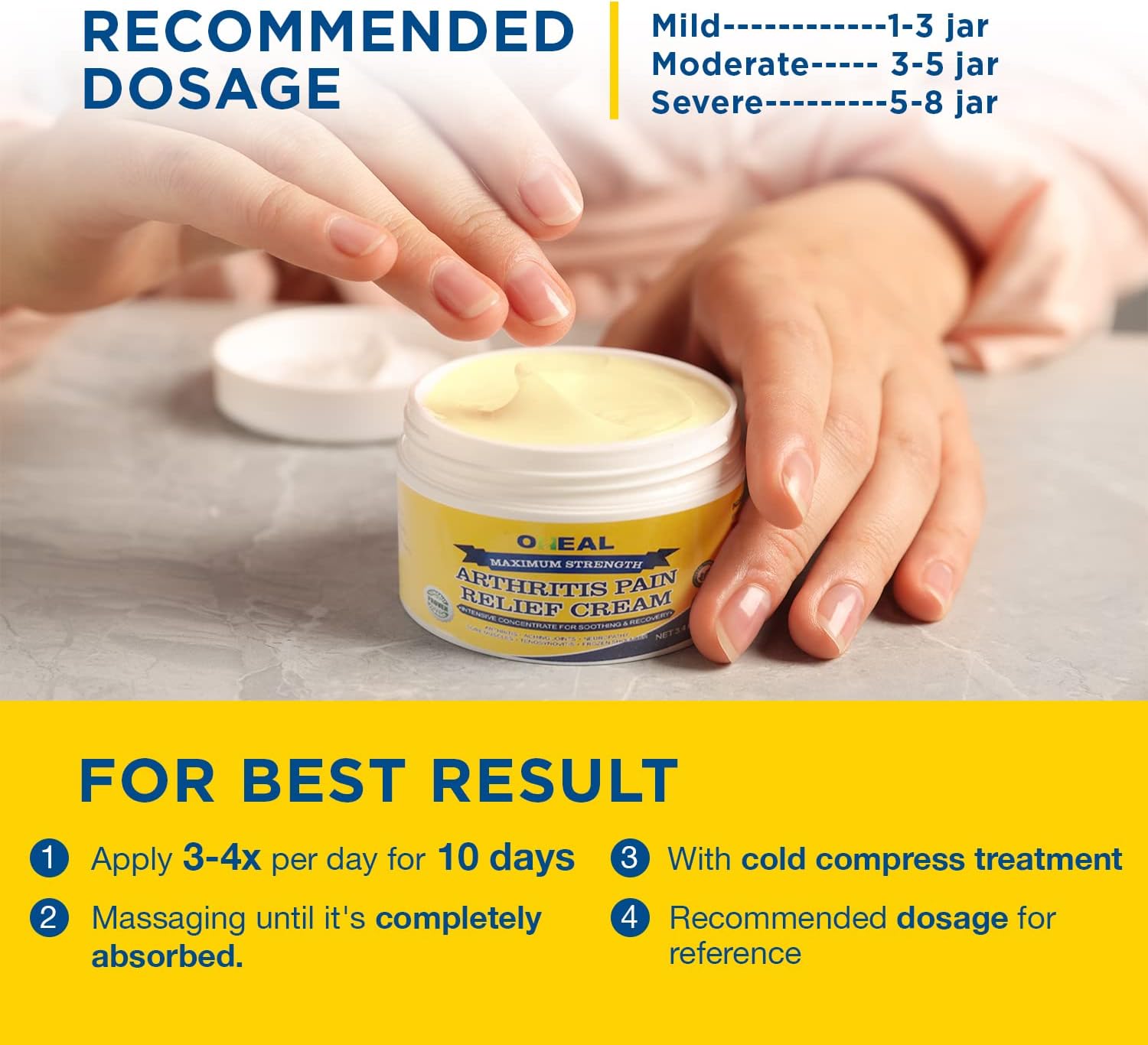 OHEAL Arthritis Pain Relief Cream, Neuropathy Joint Pain Relief Cream, Joint & Muscle Pain Relief Cream Deep Penetrating for Aches (3.4 OZ) - Image 6