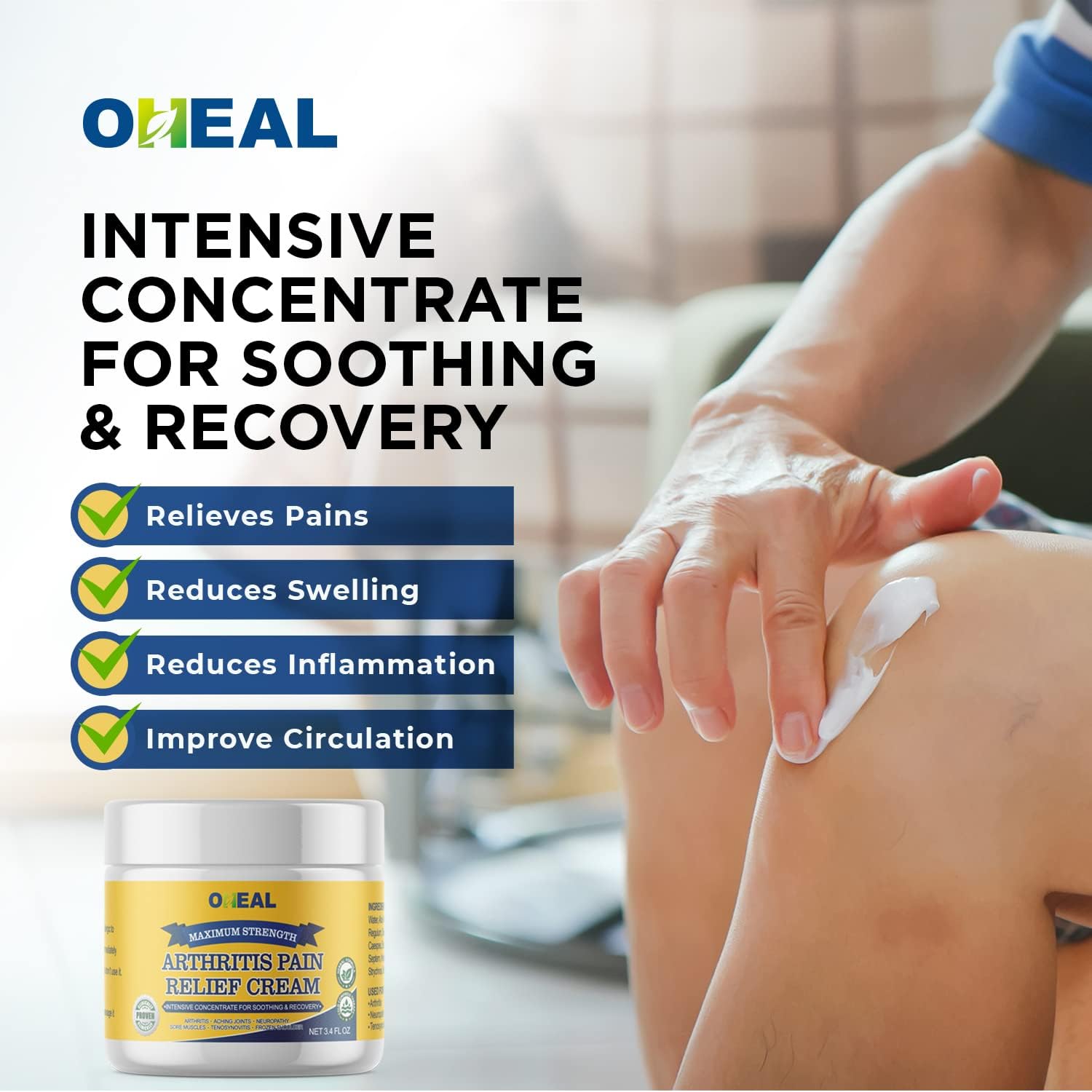 OHEAL Arthritis Pain Relief Cream, Neuropathy Joint Pain Relief Cream, Joint & Muscle Pain Relief Cream Deep Penetrating for Aches (3.4 OZ) - Image 2
